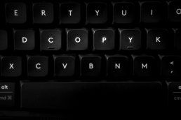 A keyboard with the word 